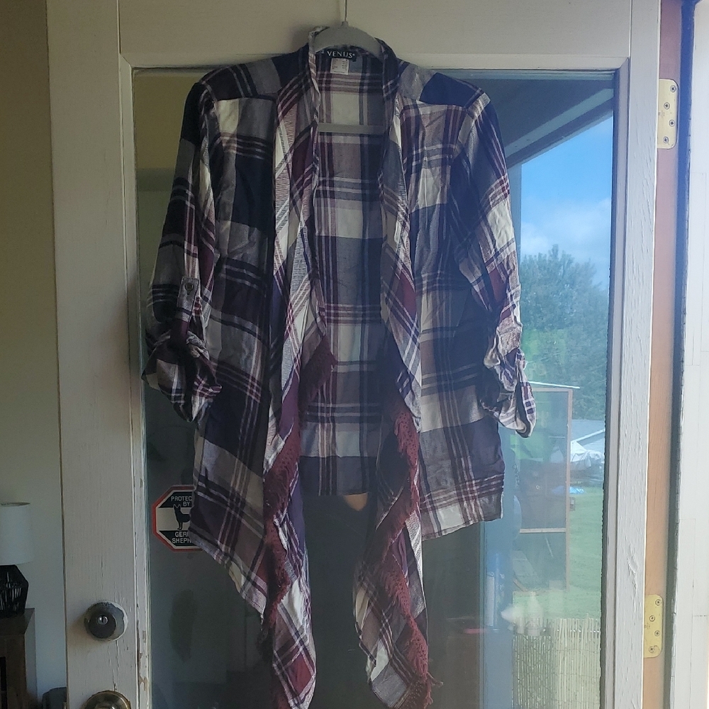 Plaid Open Front Top